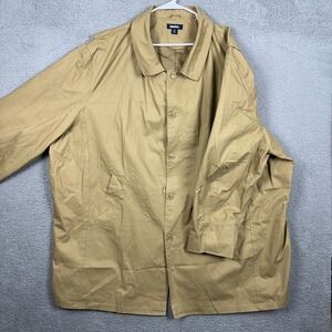 KINGSIZE Mens 5XL Big Tall Jacket Overcoat Tan Button Up Pocket Long Sleeve EUC